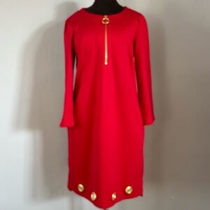 Prelude Cherry Red Zipper Long Sleeve Dress Womens Size M